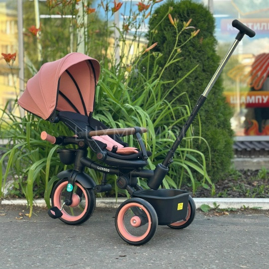 Коляска трехколесная Luxmom 3123 розовый