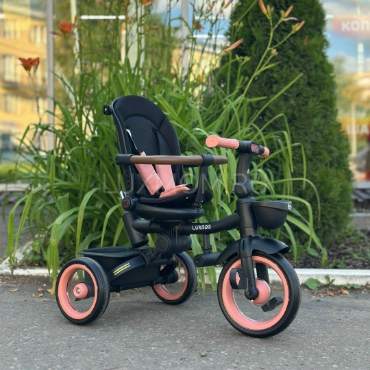 Коляска трехколесная Luxmom 3123 розовый