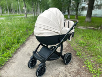 Коляска Luxmom F2 Экокожа 2в1 Бежевый