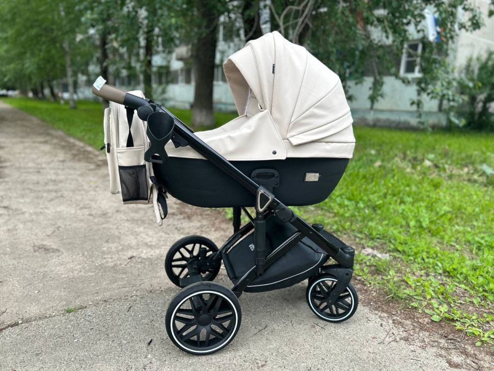 Коляска Luxmom F2 3в1 Экокожа Бежевый