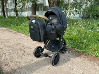 Коляска Luxmom F2 3в1 Экокожа  Черный