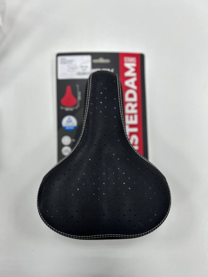 Седло велосипедное комфортное COMIRON AMSTERDAM STARS N619 250x185, Чёрные звёзды
