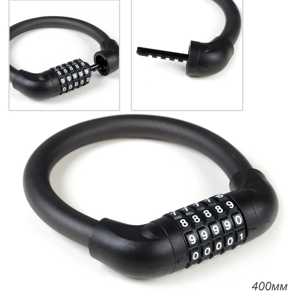 Замок тросовый кодовый R-LOCK,антивзлом. чёрный.
